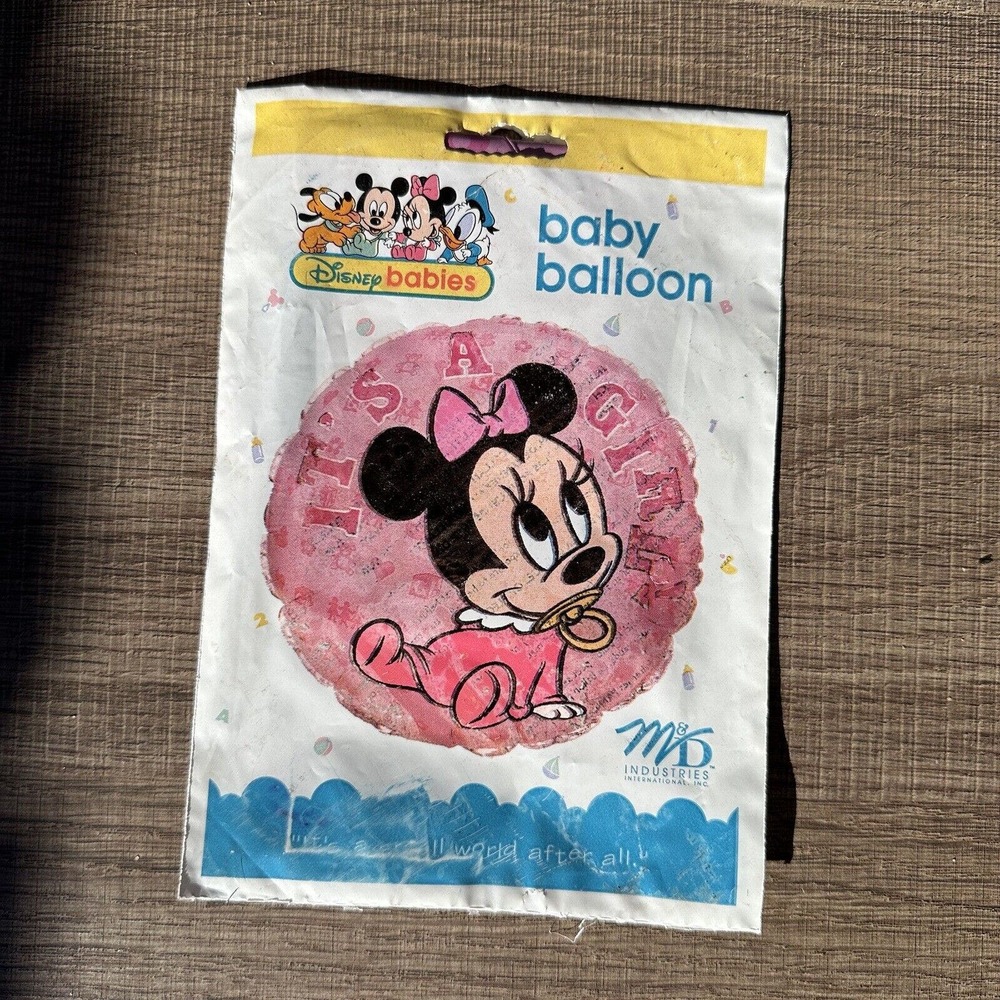 Vintage Mickey Mouse Gender Reveal Baby Girl Balloon NOS in Package 1996